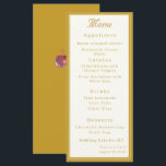 Menú Cream & Ochre Two Hearts Catholic Wedding<br><div class="desc">Design front features a pale-cream background to your customizable text. Heading is displayed in an elegant ochre font in top center. Following the traditional format for a wedding menu, all text is customizable and displayed in ochre. Entire design is framed by an ochre and pale-cream border. Reverse features a solid...</div>
