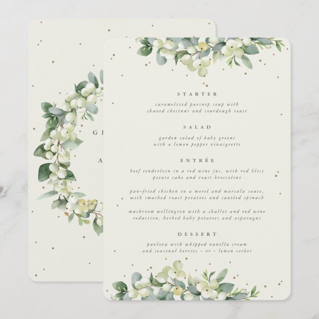 Menú Cream Snowberry + Eucalyptus 4 Curso Boda (Anverso / Reverso)