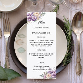Menú Crema floral champán lavanda boda