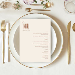 Menú Crema Minimalista simple Boda moderno
