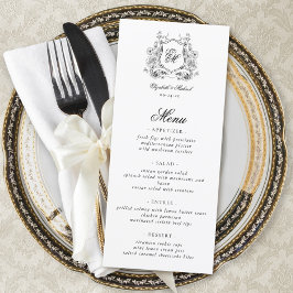 Menú Crest Floral Monograma Boda Elegante