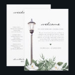 Menú Cronología de la Carta de Bienvenida de Magnolia a<br><div class="desc">Esta carta de bienvenida para la boda y el calendario incluye magnolias pintadas con acuarela y un poste de lámpara inspirado en el barrio francés. Utilice esta plantilla para editar todo el texto, la fuente, el color de la fuente y el color de fondo para que coincida con el estilo...</div>