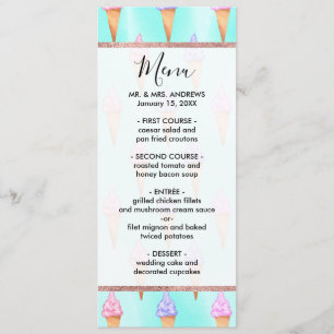 Menú Cuidada Morada Rosa Verano Helado Crema Cones Agua