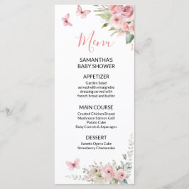 Menú Cute Bunny Baby Shower Girl Pink Floral