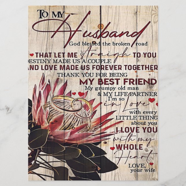 Menú Cute Letter To Husband | Cool Design Gift | (Anverso)