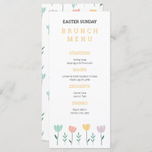 Menú Cute Pastel Floral Colorido Brunch Domingo de Pasc
