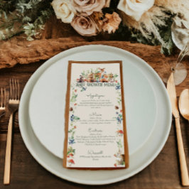 Menú Cute Woodland Animal Adventure Neutral Baby Shower