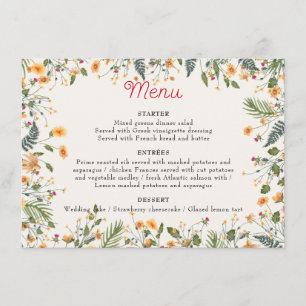 Menú Daffodils Botánicos Daisy Peony Flowers Boda