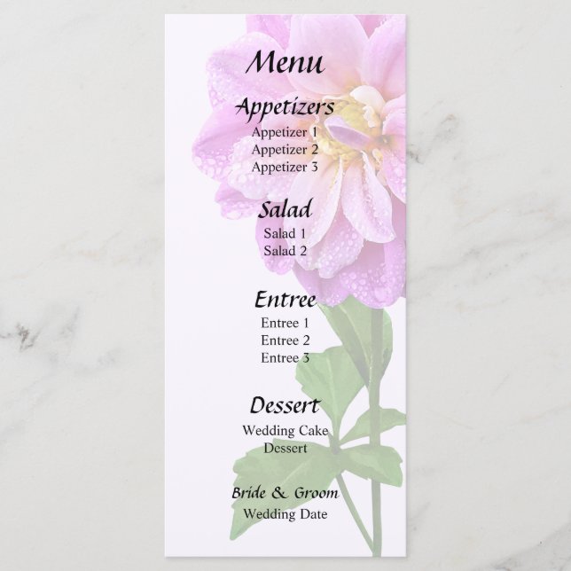 Menú Dahlia Rosa Con Dew (Anverso)