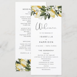 Menú DAHLIA Watercolor Lemon Floral Lon Wedding Program