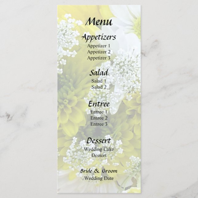 Menú Daisies, Mamáes y el Bouquet de encaje de la Reina (Anverso)