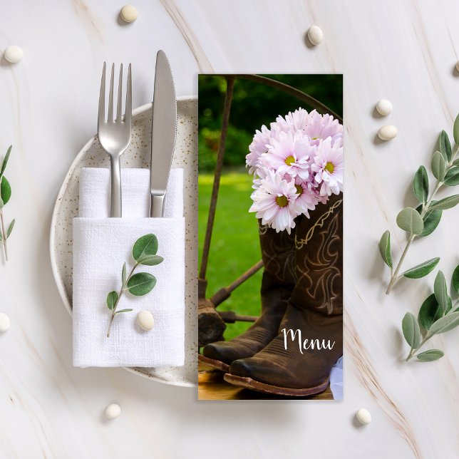 Menú Daisies Rusticos Rosa Boots Boda Occidental (Subido por el creador)