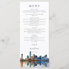 Menú Dallas Skyline Watercolor Destination Wedding