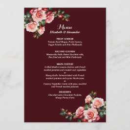 Menú Dark moody pink and red roses maroon wedding