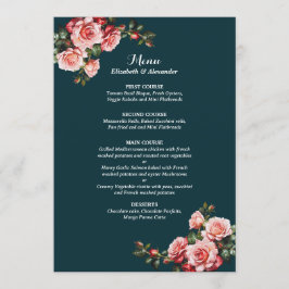 Menú Dark moody pink and red roses teal wedding