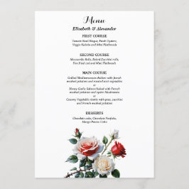 Menú Dark Pretty pink white red roses floral wedding