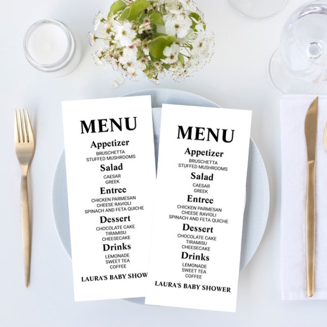 Menú de alimentos de Baby Shower minimalista (Subido por el creador)