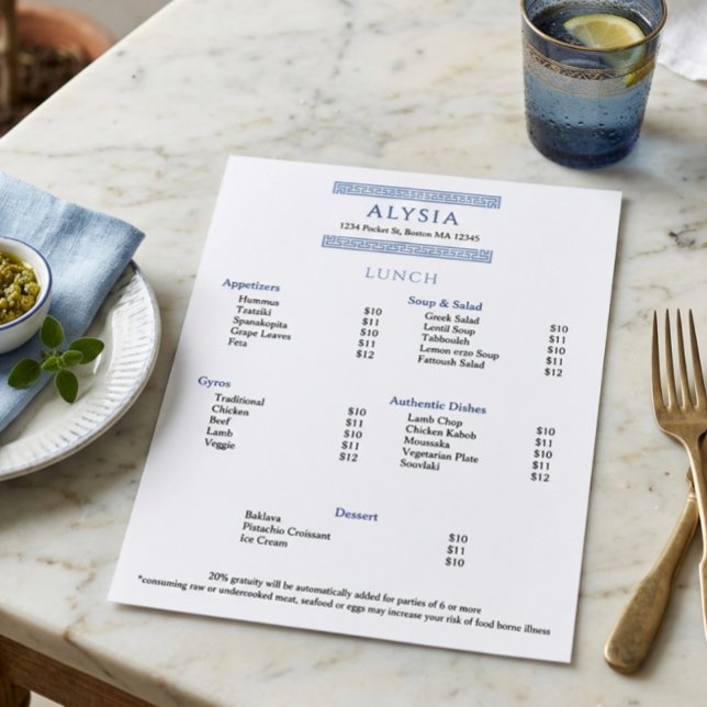 Menú de almuerzo de restaurante griego elegante si (Subido por el creador)