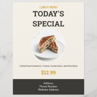 Menú de Almuerzo Elegante Moderno Especial del Día