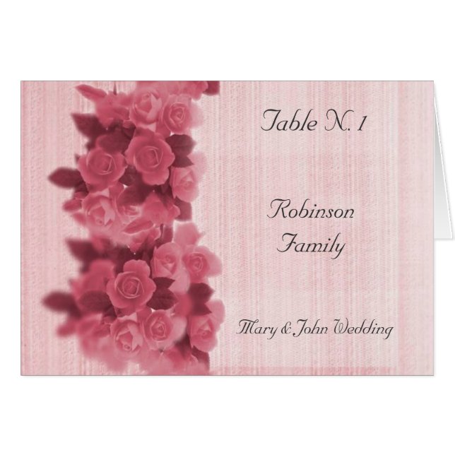 Menú de asientos de mesa Boda de rosas (Anverso (Horizontal))
