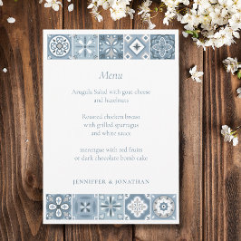 Menú de azulejos azules y grises de España