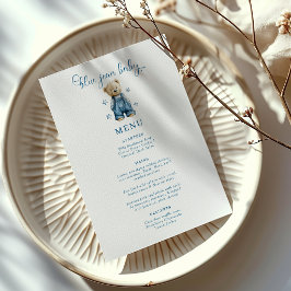 Menú de Baby Shower Blue Jean Baby Denim
