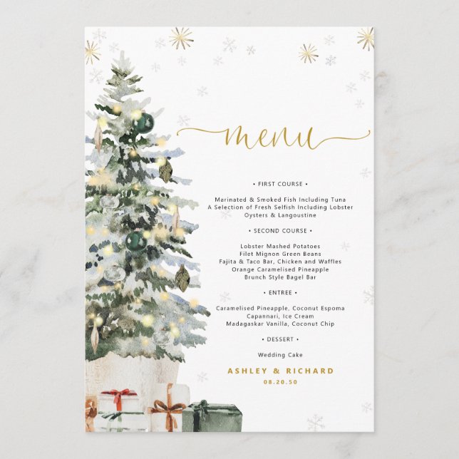 Menú de Baby Shower con tema de Árbol de Navidad (Anverso)