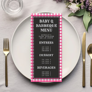 Menú de Baby Shower de Cuadros de Ramo Rosa Baby Q