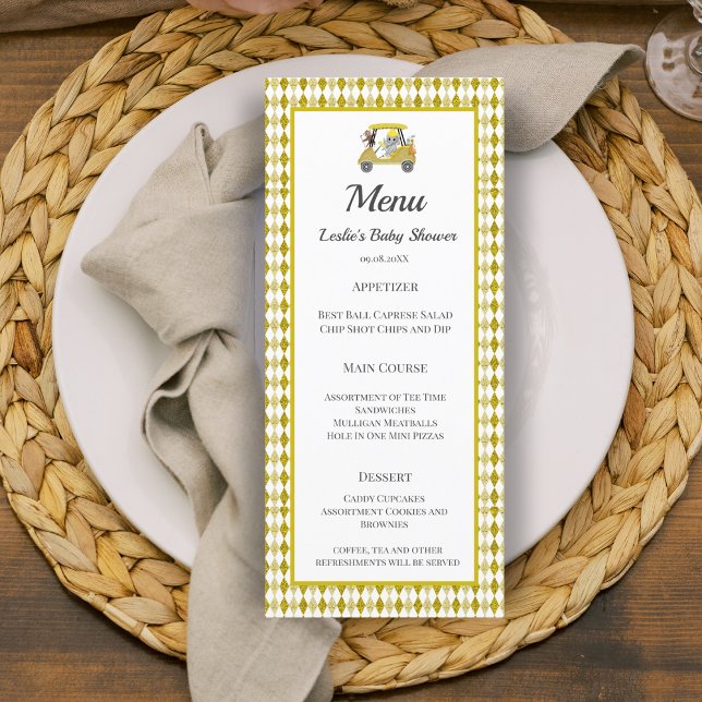 Menú de Baby Shower del Elefante y Mono de Golf co (Subido por el creador)