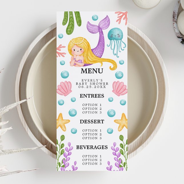 Menú de Baby Shower del Océano Sirena (Subido por el creador)