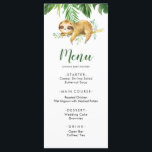 Menú de Baby Shower Tropical Boy Sloth<br><div class="desc">Menú de Baby Shower Tropical Boy Sloth</div>