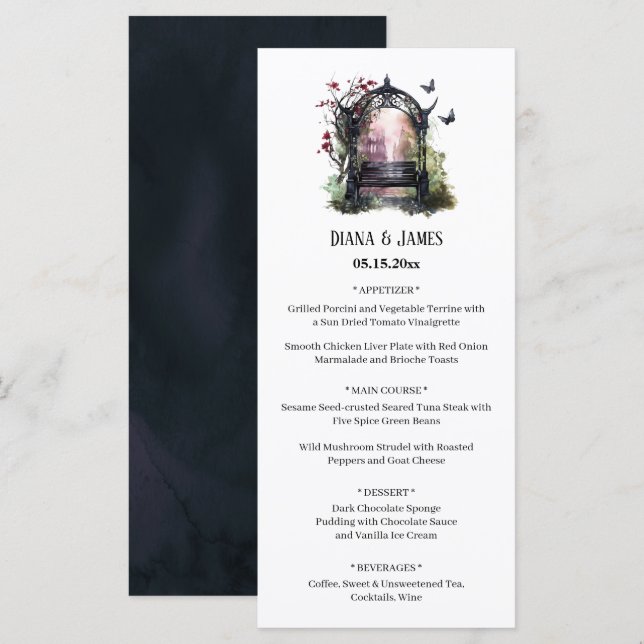 Menú de Banco de Jardín Elegante Gótico (Anverso / Reverso)