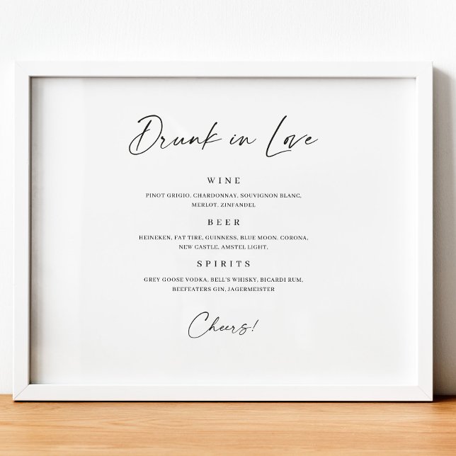 Menú de Bar Borracho en Amor Minimalista Señal de  (Subido por el creador)