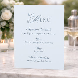 Menú de Bar de Boda Azul Polvoriento