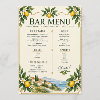 Menú de Bar de Boda con Limón Mediterráneo | Costa