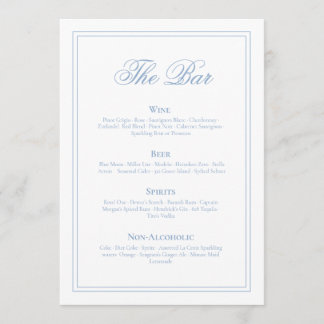 Menú de Bar de Boda Elegante y Atemporal