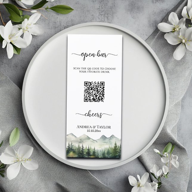 Menú de barra abierta con código QR Montañas y Pin (Subido por el creador)