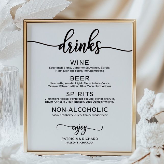 Menú de barra de bebidas de boda Póster de caligra (Subido por el creador)