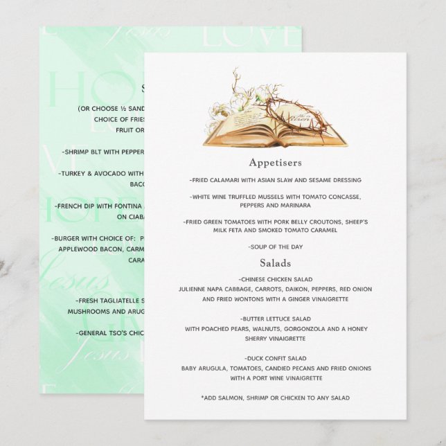 Menú de Bautizo Floral (Anverso / Reverso)