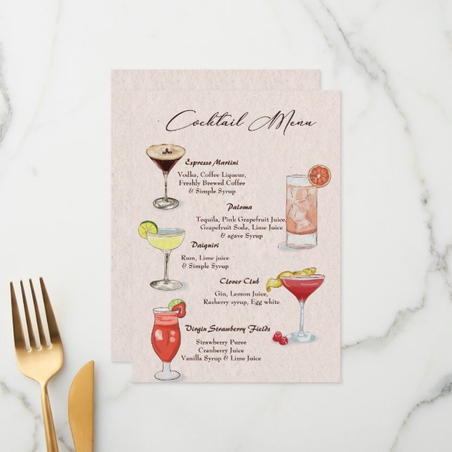 Menú de bebidas acuáticas (Anverso/Reverso In Situ)