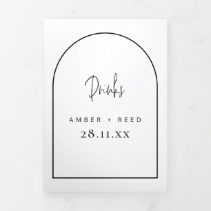 Menú de bebidas blancas y negras para Boda