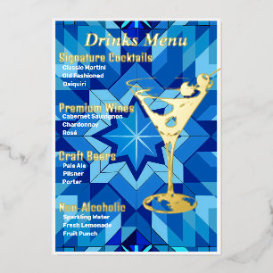 Menú de Bebidas con Borde Blanco y Dorado