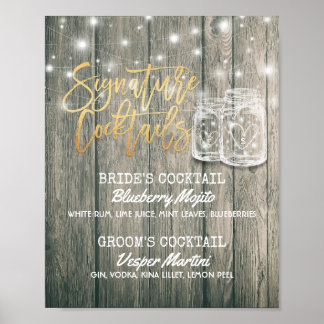 Menú de bebidas con Rótulo de decoración boda