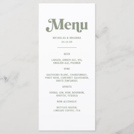 Menú de Bebidas de Boda Boho Retro Verde Salvia