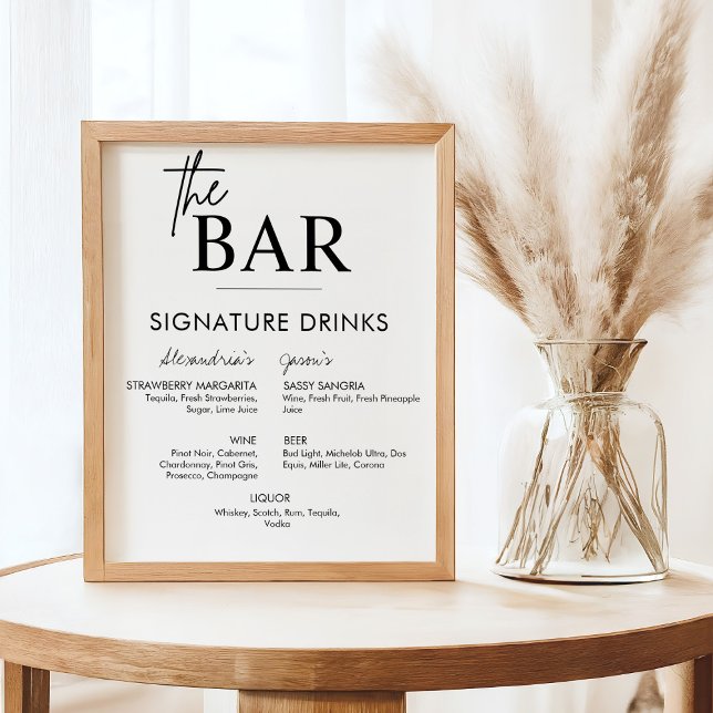 Menú de Bebidas de Firma de Señal de Boda Imprimib (Custom wedding bar sign, signature drinks sign)