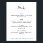 Menú de Bebidas de Natasha Black para Señal de Bod<br><div class="desc">Esta elegante señal de bienvenida para bebidas de boda les informa a los invitados cuál es el menú del bar. Cuenta con un estilo rústico, con letra de caligrafía manuscrita negra y tipografía limpia para un look chic, moderno y minimalista. Diseñado para combinar con nuestra elegante colección de boda Natasha....</div>