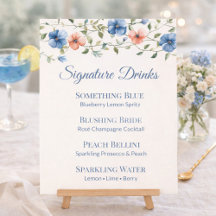 Menú de Bebidas Floral Azul Polvoriento para Desay