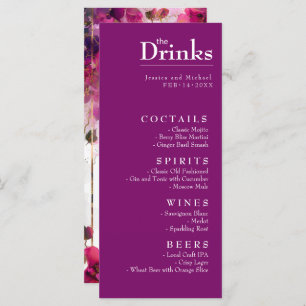 Menú de bebidas Fuchsia Encantamiento: acuarela