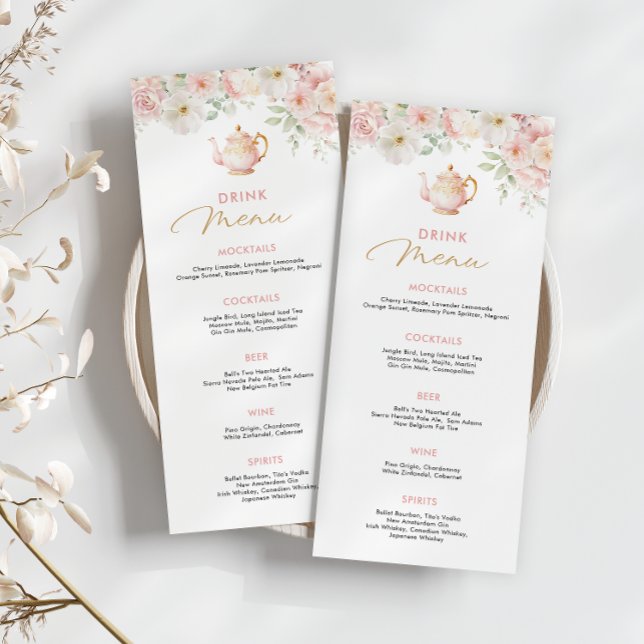 Menú de Bebidas para Baby Shower de Té Party (Tea Party Baby Shower Drink Menu
)