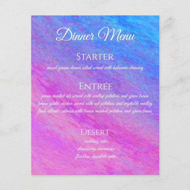Menú de Bebidas y Cena de Boda - Mar de Estrellas- (Anverso)